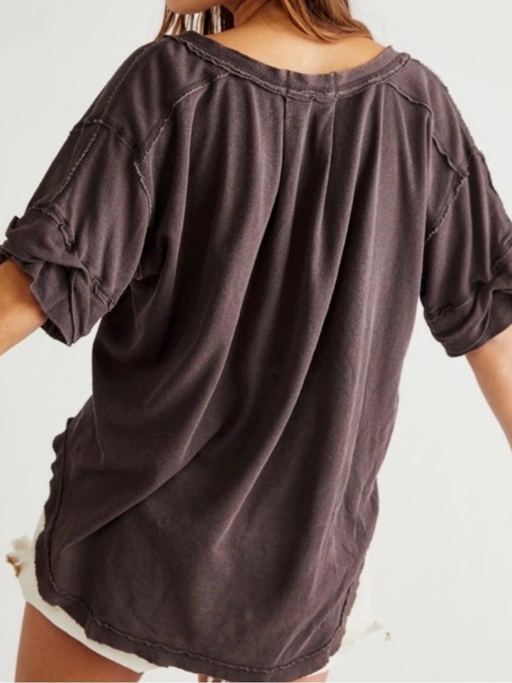 We The Free Washed Brown Short-Sleeve Henley Top - Picture 2 of 5